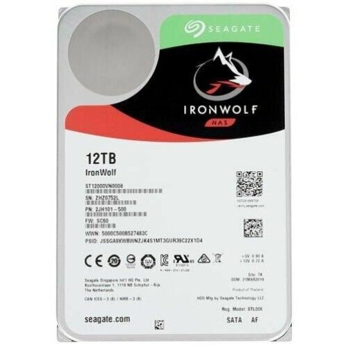 Жесткий диск Seagate 12TB Ironwolf (ST12000VN0008 ) {SATA 6.0Gb/s, 7200 rpm, 256mb buffer, 3.5",для NAS}
